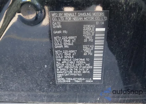 2015 Nissan Rogue Sv from USA, damaged, VIN KNMAT2MT7FP507621